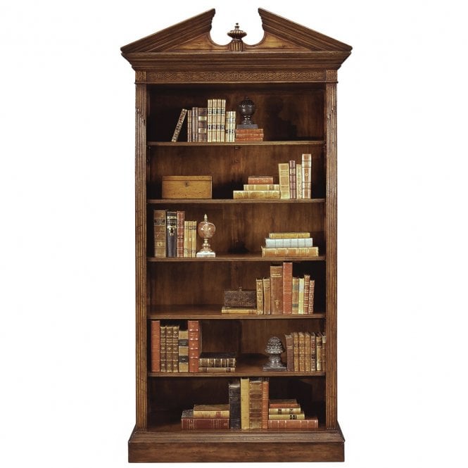 Tall Walnut Open Bookcase 