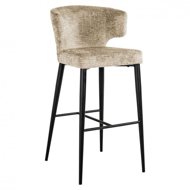 Taylor Beige Bar Stool with Black Metal Legs 