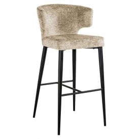 Taylor Beige Bar Stool with Black Metal Legs 