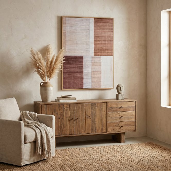 Umbora Hand Painted Abstract Canvas Framed Wall Art | Large Scandi Rust Decor