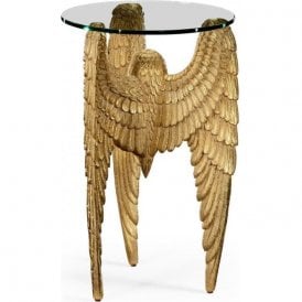 Unique Round Glass Side Table - Gold