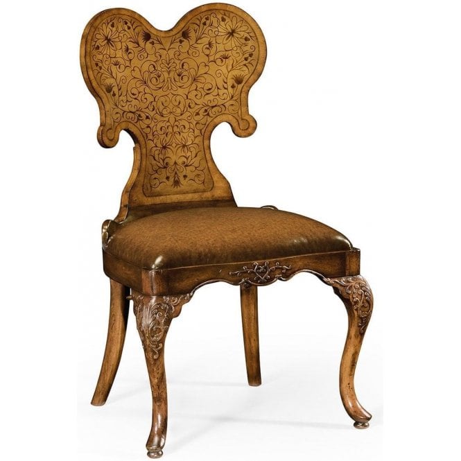 Unique Walnut Accent Leather Chair