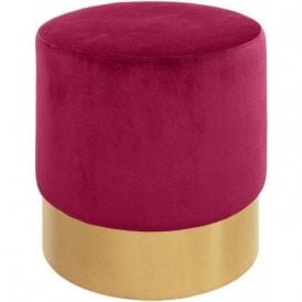 Velvet Round Dressing Table Stool - Ruby