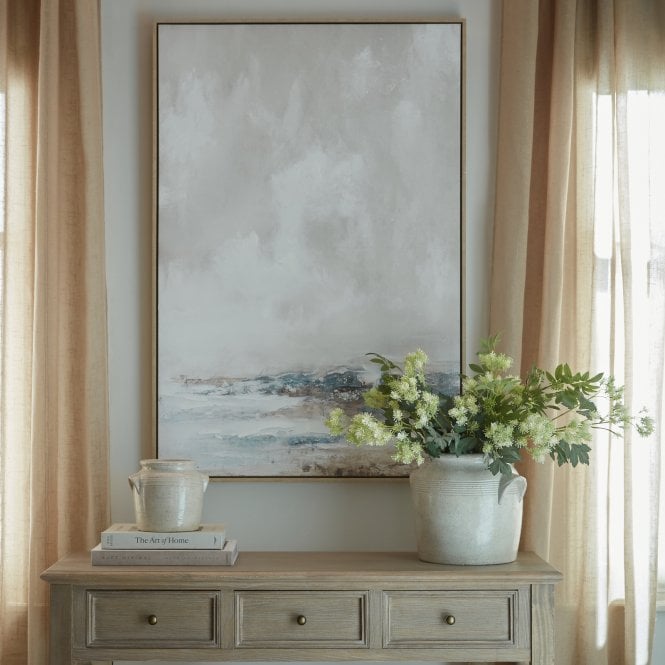 Veydra Hand Painted Abstract Canvas Framed Wall Art | Large Coastal Seascape Decor