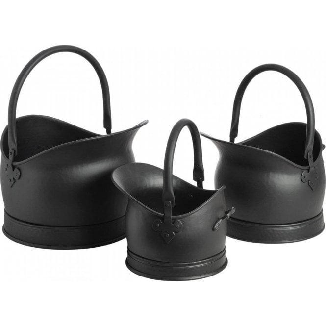Victorian Set Of Three Black Coal Buckets