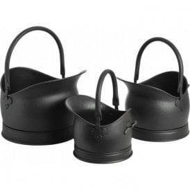 Victorian Set Of Three Black Coal Buckets