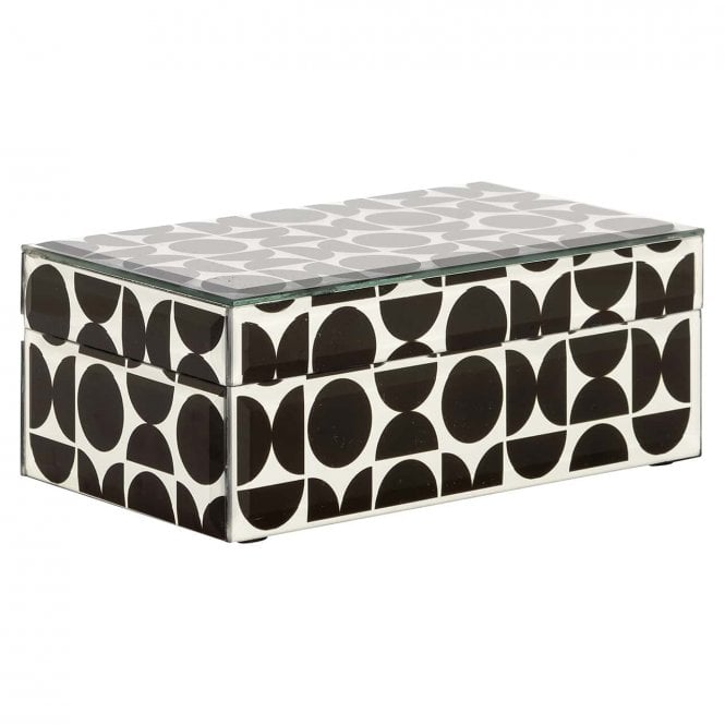 Vivian Black & White Glass Decorative Box - Small