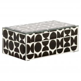 Vivian Black & White Glass Decorative Box - Small