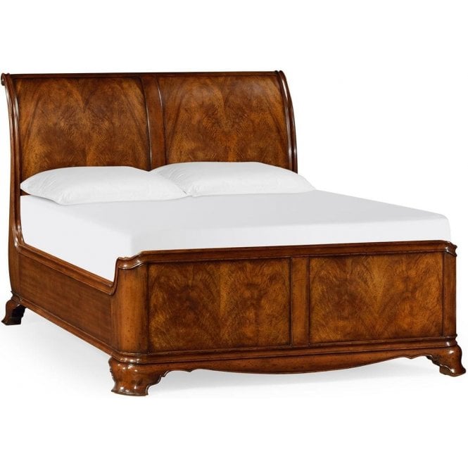 Walnut Low End Sleigh Bed, Super Kingsize