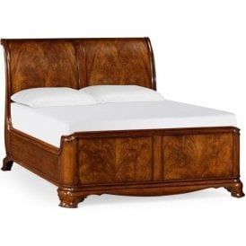 Walnut Low End Sleigh Bed, Super Kingsize