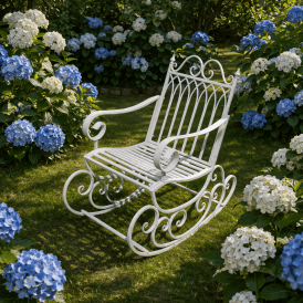 White Metal Garden Rocking Chair