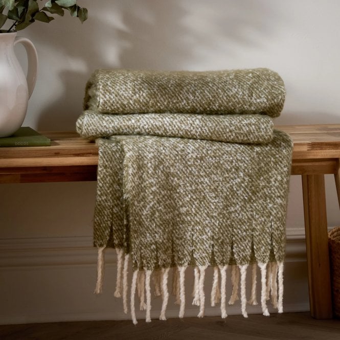 Wylder Green Blanket Isla Woven Tasselled Throw