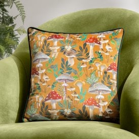 Wylder Orange Wild Garden Mushroom Velvet Cushion
