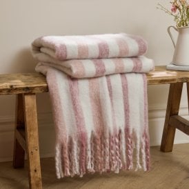 Wylder Soft Blanket Camellia Beechwood Woven Stripe Throw