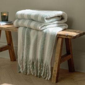 Wylder Soft Blanket Green Beechwood Woven Stripe Throw