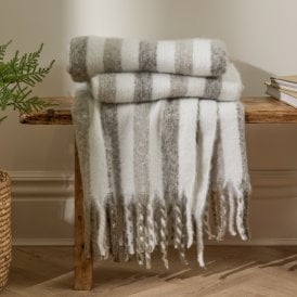 Wylder Soft Blanket Heath Beechwood Woven Stripe Throw