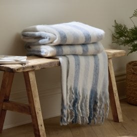 Wylder Soft Blanket Sky Blue Beechwood Woven Stripe Throw
