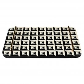 Yume Black & White Serving Tray With Gold Handles